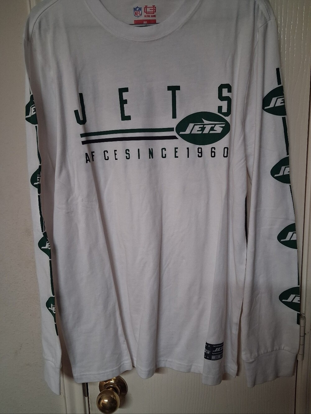 Ultra Game NFL Official Adults  Long Sleeve T-Shirt Jets. Size: Medium